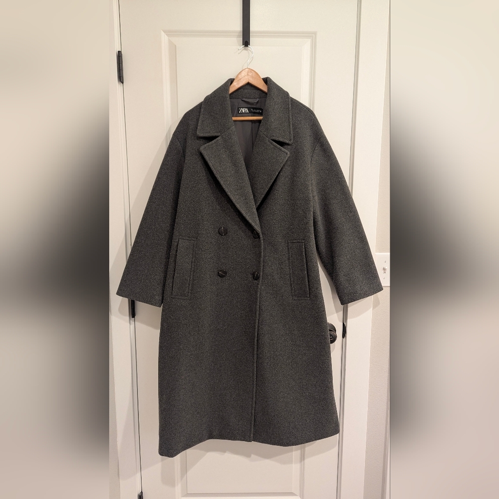 Grey Zara Oversized Coat Large